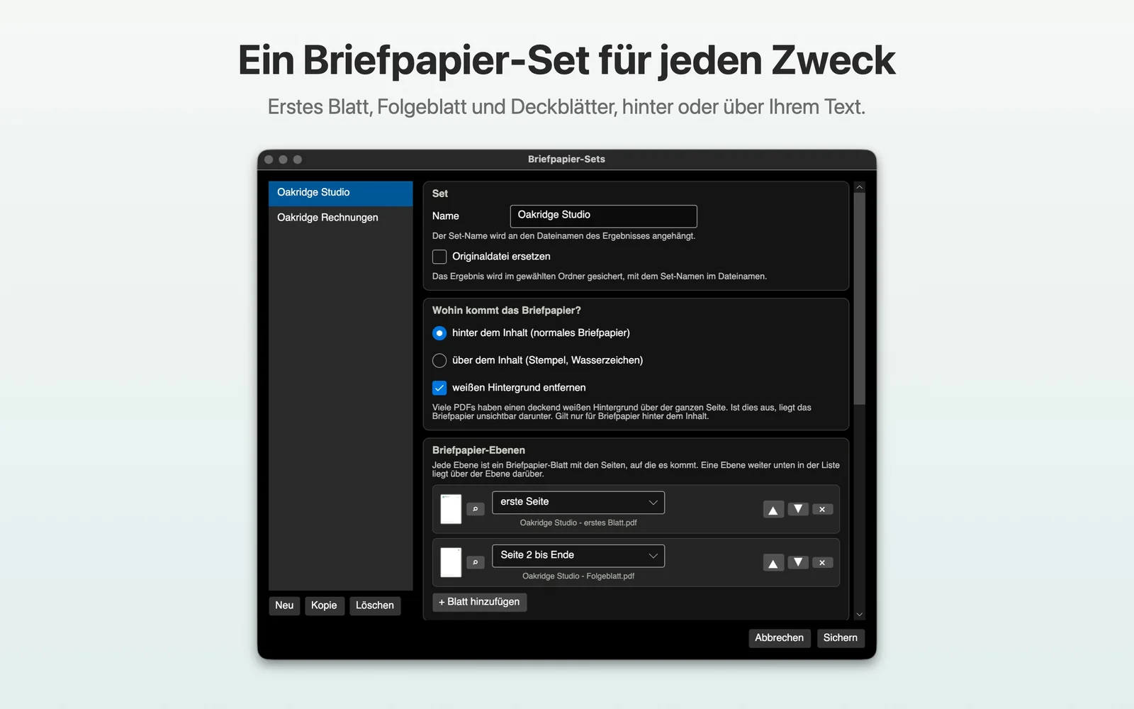 Briefpapier-Sets mit Folgeblatt in Fabreasy Drag & Drop für Mac Briefpapier-Sets mit Folgeblatt in Fabreasy Drag & Drop für Mac